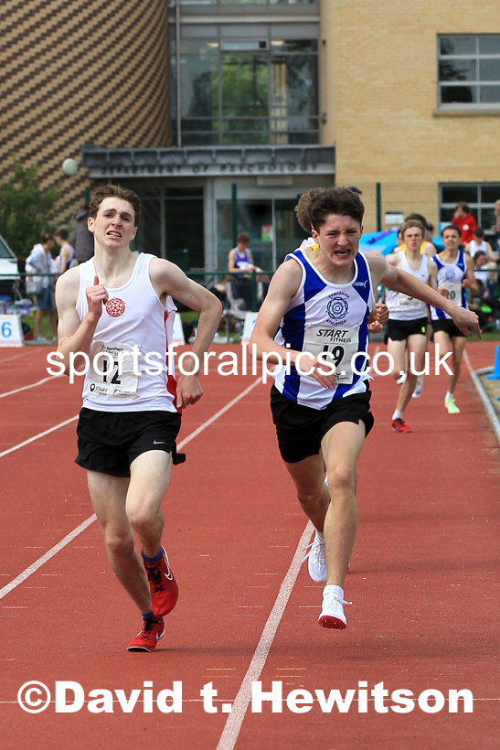 Mens Under-17s 1500 metres, 2022 Northern Inter Counties U17s and U15s Track and Field, York, Thursday, June 2nd. Photo: David T. Hewitson/Sports for All Pics